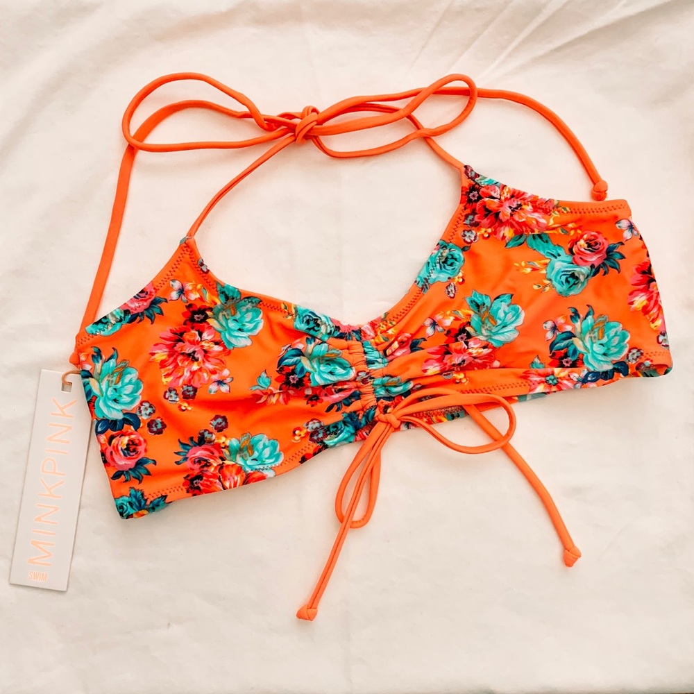 MinkPink Coral Floral Bikini Top NWT